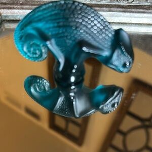 Blue Chameleon Reptile Figurine